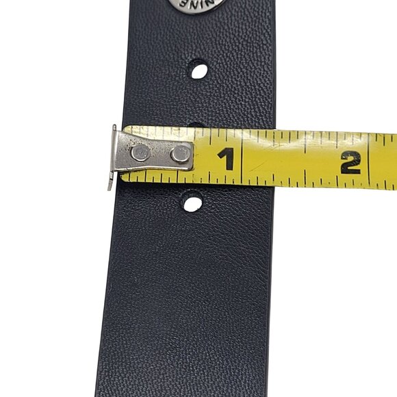 Womens Nine West Black Perforated Belt Sz XL Silver Logo Grommet Punk Rocker Emo main image 6